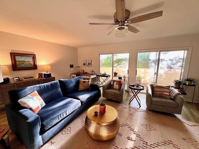1814 Atlantis Pl, Tallahassee, FL 32303 - living room with wood finished floors and ceiling fan