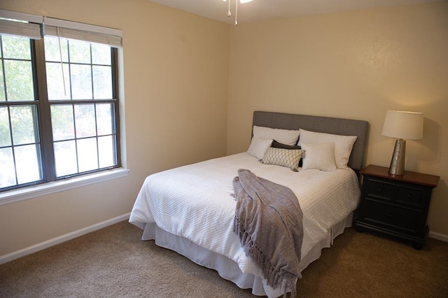 carpeted bedroom featuring multiple windows