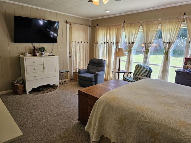 819 Abbiegail Dr, Tallahassee, FL 32303 - bedroom with ornamental molding, access to exterior, multiple windows, and carpet