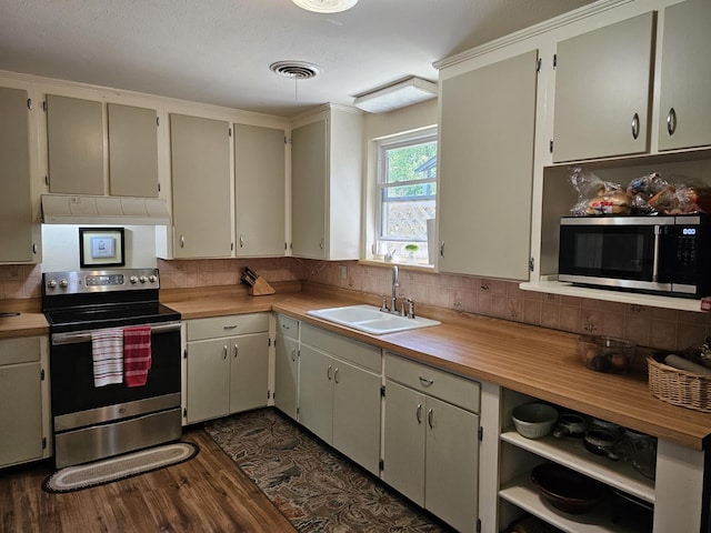 819 Abbiegail Dr, Tallahassee, FL 32303 - kitchen featuring appliances with stainless steel finishes, under cabinet range hood, a sink, backsplash, and light countertops