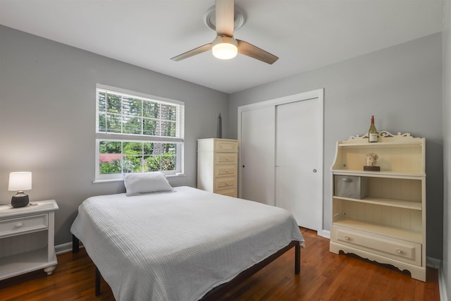 1917 Sharon Rd, Tallahassee, FL 32303 - bedroom with a closet, dark wood-type flooring, and ceiling fan
