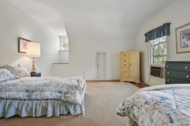 1118 W Green St, Perry, FL 32347 - carpeted bedroom with cooling unit and vaulted ceiling