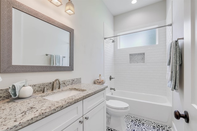 834 Piney Village Loop, Tallahassee, FL 32311 - bathroom with vanity, washtub / shower combination, toilet, and tile patterned flooring