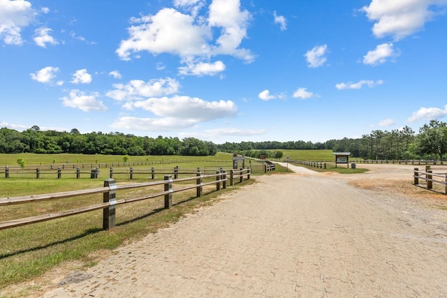 view of street with a rural view