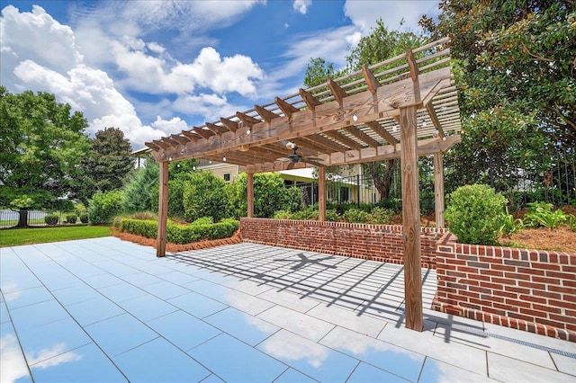 4640 Grove Park Dr, Tallahassee, FL 32311 - view of patio / terrace featuring ceiling fan and a pergola