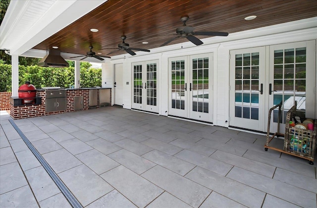 4640 Grove Park Dr, Tallahassee, FL 32311 - view of patio / terrace with french doors, a ceiling fan, and area for grilling