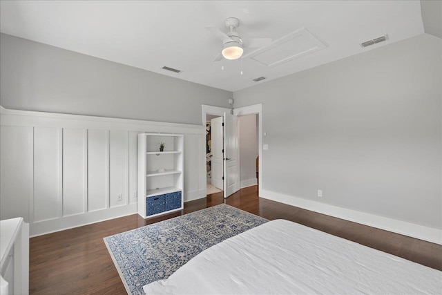 4640 Grove Park Dr, Tallahassee, FL 32311 - bedroom featuring dark wood-type flooring and a ceiling fan