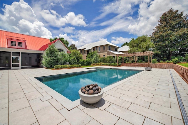 4640 Grove Park Dr, Tallahassee, FL 32311 - outdoor pool with a pergola, a patio area, and a sunroom