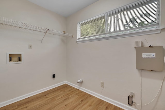 laundry area with washer hookup and hardwood / wood-style flooring