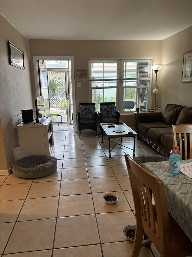 living room featuring tile patterned floors