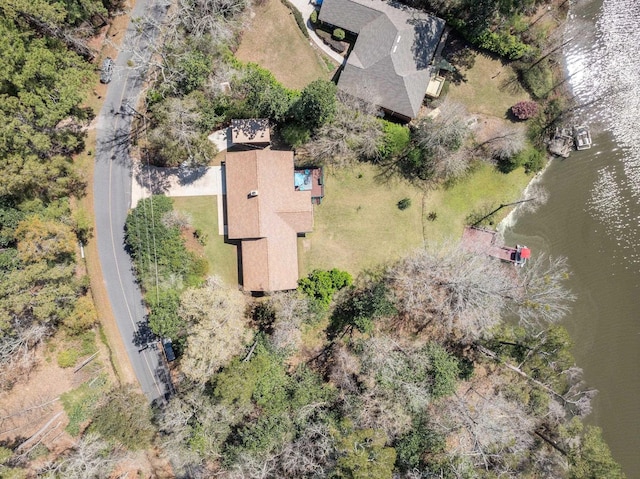 bird's eye view featuring a water view