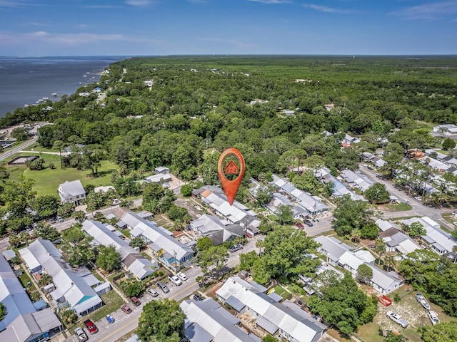 6 Parker Ave Unit 3 & 4, Lanark Village, FL 32323 - aerial view of residential area featuring a heavily wooded area and a nearby body of water