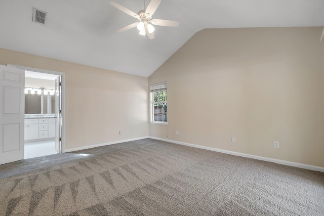1790 Newman Ln, Tallahassee, FL 32312 - empty room featuring a ceiling fan, carpet floors, baseboards, and high vaulted ceiling
