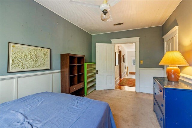 727 Miccosukee Rd -, Unit Tallahassee, FL 32308 - carpeted bedroom featuring wainscoting and ceiling fan