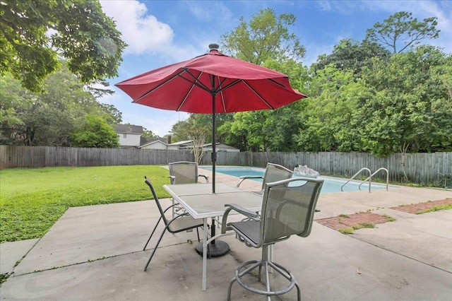 view of patio / terrace with a fenced backyard and a fenced in pool