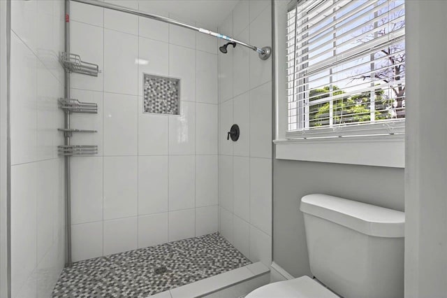 bathroom featuring a shower stall and toilet