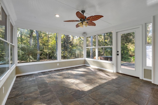 2953 Velda Dairy Rd, Tallahassee, FL 32309 - unfurnished sunroom with a ceiling fan