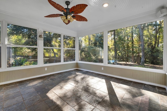 2953 Velda Dairy Rd, Tallahassee, FL 32309 - unfurnished sunroom with a ceiling fan