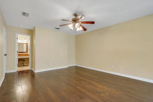 2953 Velda Dairy Rd, Tallahassee, FL 32309 - empty room featuring a ceiling fan and dark wood-style flooring
