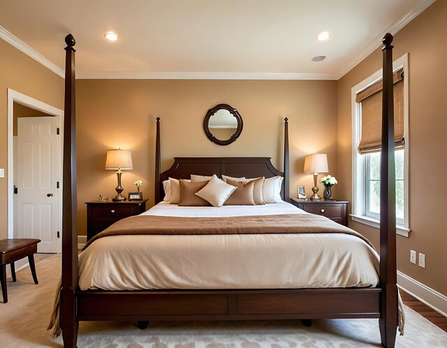 4516 Cavendish Ct, Tallahassee, FL 32309 - bedroom featuring crown molding and recessed lighting