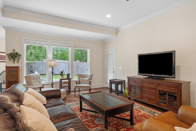 4516 Cavendish Ct, Tallahassee, FL 32309 - living area featuring wood finished floors, crown molding, and recessed lighting