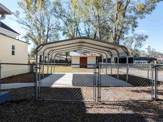 view of parking / parking lot with a carport