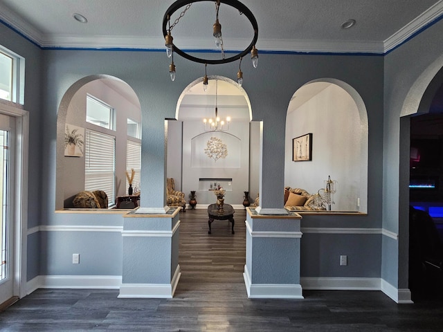350 Oak Grove Ln, Quincy, FL 32351 - interior space featuring dark wood-type flooring, a chandelier, and crown molding