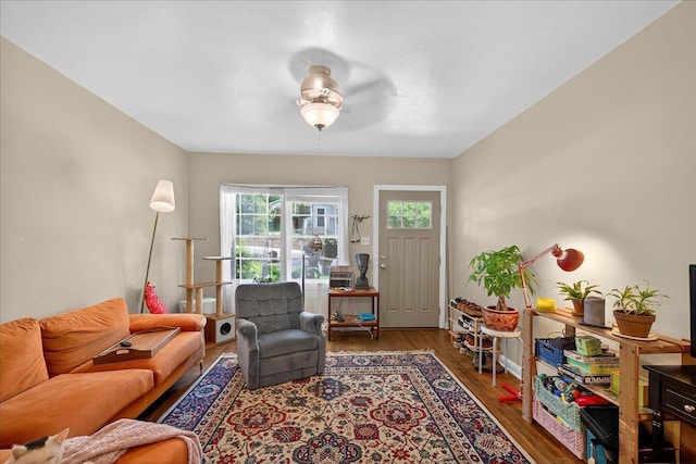 1454 S Gadsden St -, Unit Tallahassee, FL 32301 - living room featuring a ceiling fan and wood finished floors