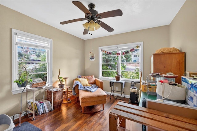 1454 S Gadsden St -, Unit Tallahassee, FL 32301 - sitting room with healthy amount of natural light, wood finished floors, and ceiling fan