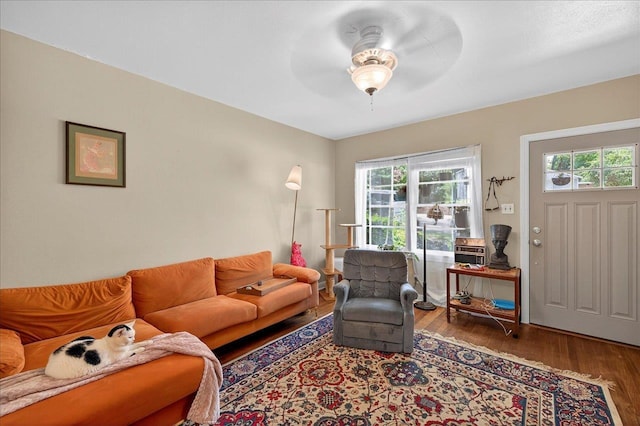 1454 S Gadsden St -, Unit Tallahassee, FL 32301 - living area with ceiling fan and wood finished floors