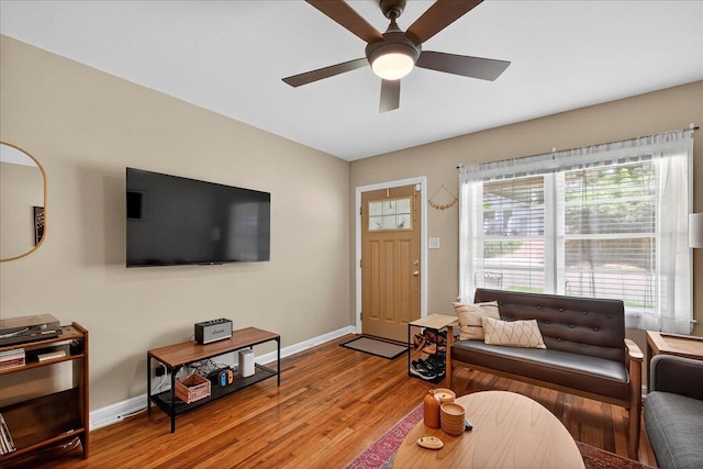 1454 S Gadsden St -, Unit Tallahassee, FL 32301 - living area featuring ceiling fan and wood finished floors