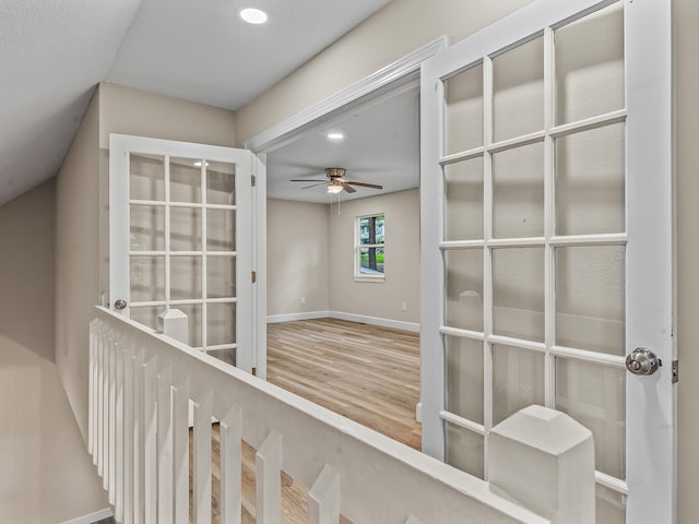 2191 Shangri La Ln E Unit 12B, Tallahassee, FL 32303 - hallway featuring wood finished floors, baseboards, and recessed lighting