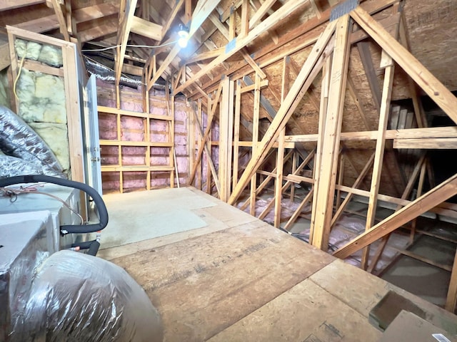 view of unfinished attic