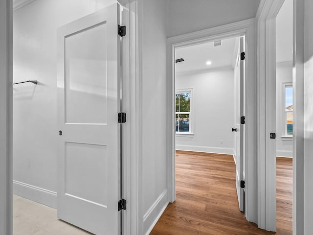 hallway featuring light wood-type flooring