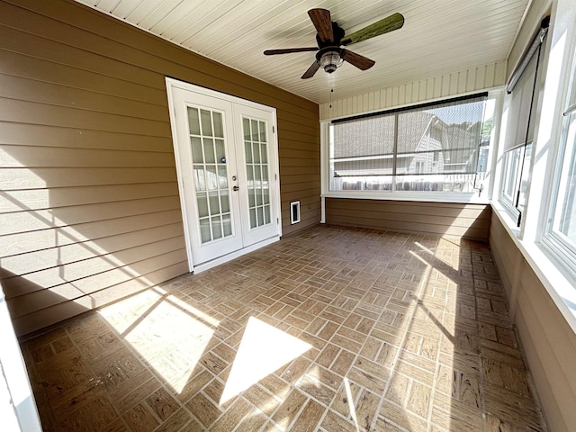 9321 Royal Troon Dr, Tallahassee, FL 32312 - unfurnished sunroom with french doors and ceiling fan
