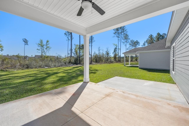 view of patio / terrace featuring ceiling fan