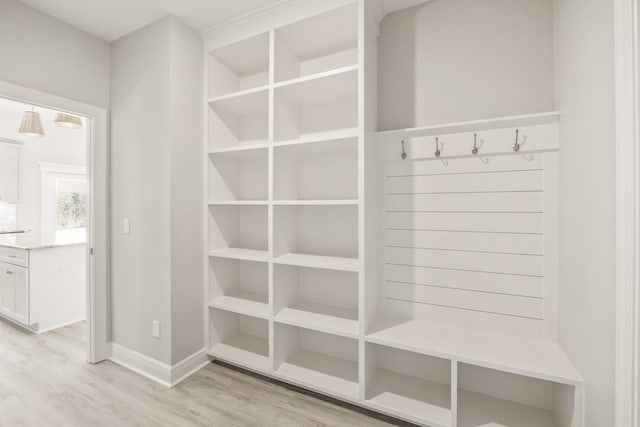 mudroom featuring light hardwood / wood-style flooring