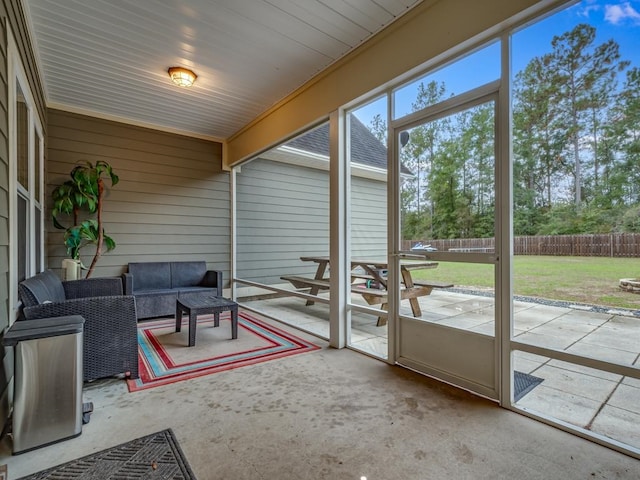 view of unfurnished sunroom