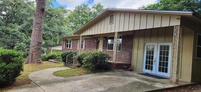 view of front of home featuring french doors