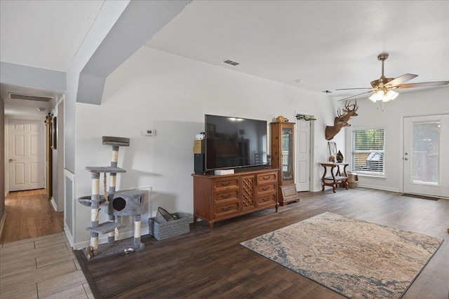 147 Hawk Ridge Dr, Havana, FL 32333 - living room featuring wood finished floors and ceiling fan