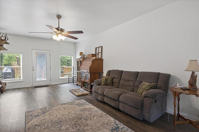 147 Hawk Ridge Dr, Havana, FL 32333 - living area featuring plenty of natural light, wood finished floors, and a ceiling fan
