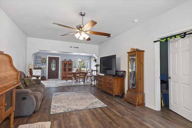 147 Hawk Ridge Dr, Havana, FL 32333 - living room with ceiling fan and wood finished floors