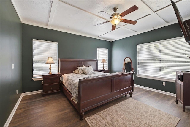 147 Hawk Ridge Dr, Havana, FL 32333 - bedroom with wood finished floors, a ceiling fan, and coffered ceiling