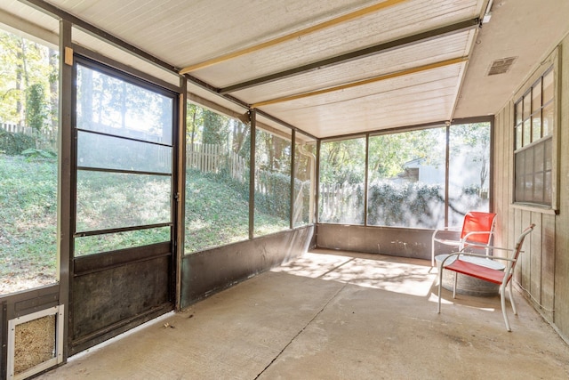 view of unfurnished sunroom