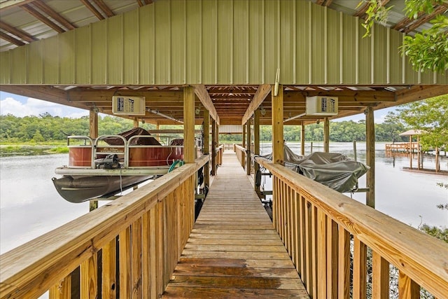 dock area featuring a water view