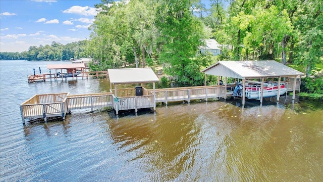 view of dock featuring a water view