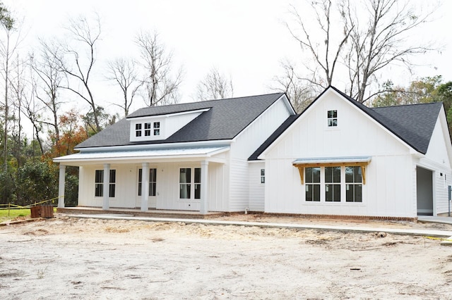 view of modern inspired farmhouse