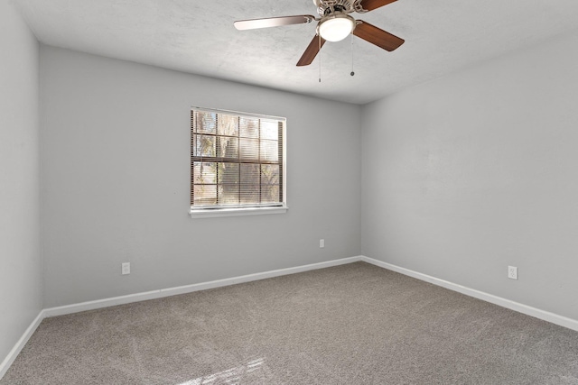 spare room with ceiling fan and carpet flooring