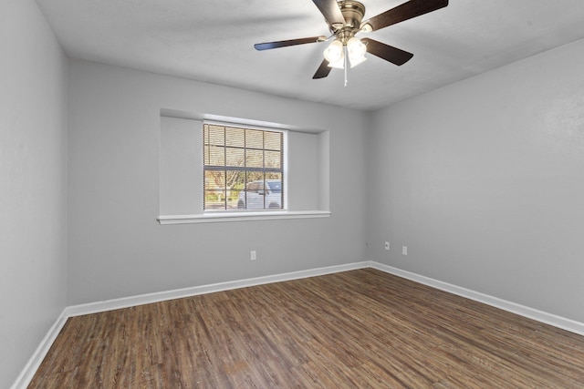 unfurnished room featuring ceiling fan and hardwood / wood-style floors