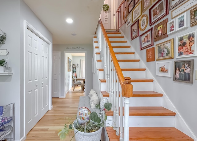 7420 Hickock Ct, Tallahassee, FL 32311 - stairs featuring wood finished floors and recessed lighting